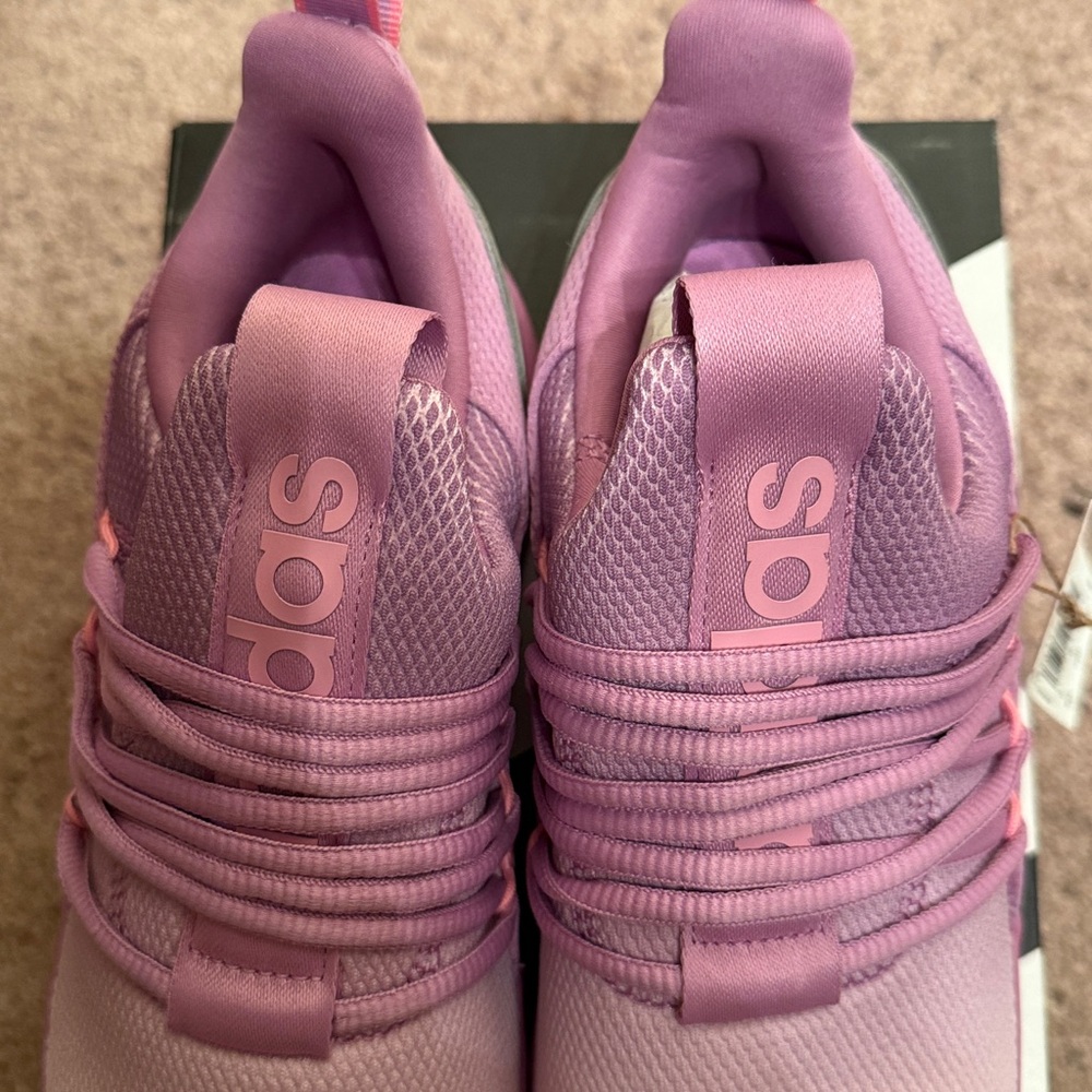 Addidas Womens Pink Knit Athletic Sneakers - Lightweight Comfort - Picture 3 of 16